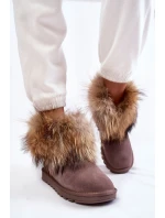 Dámské semišové sněhule s kožešinovou šedou model 21602003 - Boto Dámské semišové sněhule s kožešinovou šedou model 21602003 - Boto