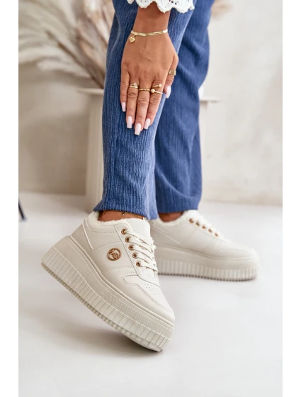 Sneakersy Sportovní Boty Dámské Zateplené Na Masivní Podešvi Béžové model 21668420 - Boto