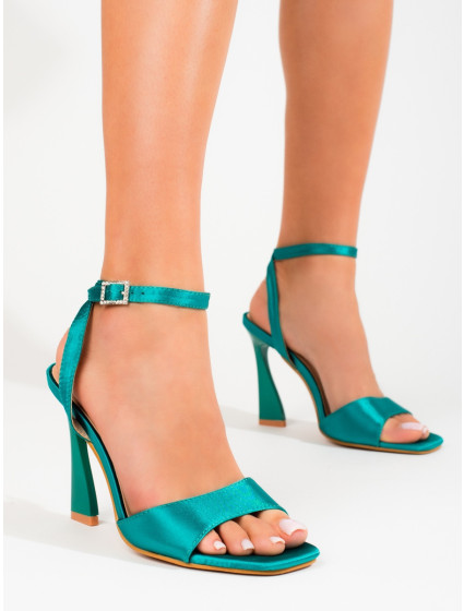 Pohodlné  sandály zelené dámské na jehlovém podpatku