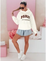Dámská mikina oversize PARISSIA ecru FashionStreet BY1454 Dámská mikina oversize PARISSIA ecru FashionStreet BY1454
