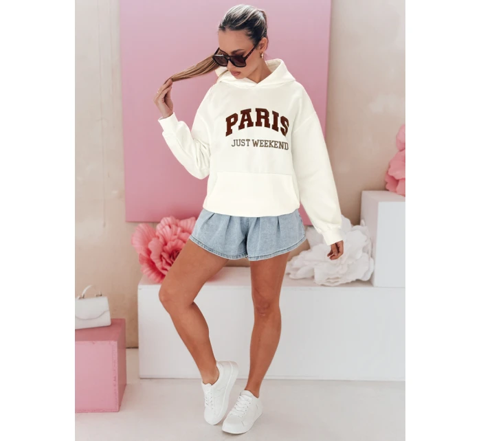 Dámská mikina oversize PARISSIA ecru FashionStreet BY1454 Dámská mikina oversize PARISSIA ecru FashionStreet BY1454