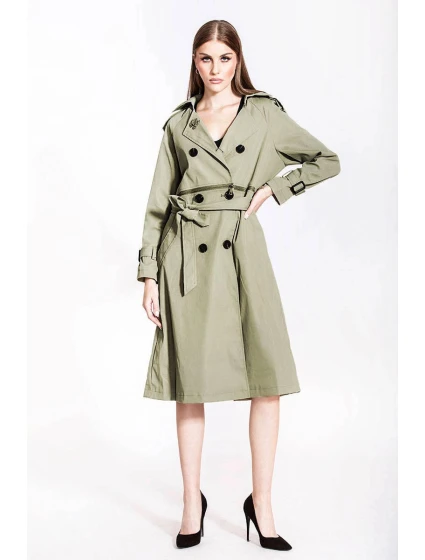 kabát v khaki barvě s páskem model 17032519 - Ann Gissy kabát v khaki barvě s páskem model 17032519 - Ann Gissy