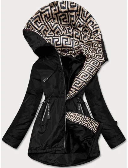 Černo-béžová dámská bunda pro přechodné období (B8037-1046) Černo-béžová dámská bunda pro přechodné období (B8037-1046)