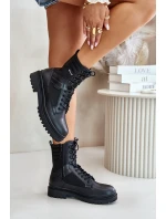 Kožené Traperky Kotníkové Boty Pánské Zateplené Big Star OO174164 Černé Kožené Traperky Kotníkové Boty Pánské Zateplené Big Star OO174164 Černé