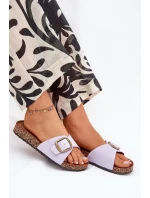 Dámské Pantofle S Přezkou Na Korek Plošině Fialové Zavira Dámské Pantofle S Přezkou Na Korek Plošině Fialové Zavira