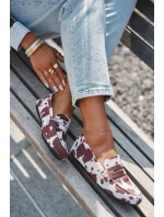 Loafersy Mokasyny Dámské Ploché V Látách Hnědo-Bílé Soreline Loafersy Mokasyny Dámské Ploché V Látách Hnědo-Bílé Soreline