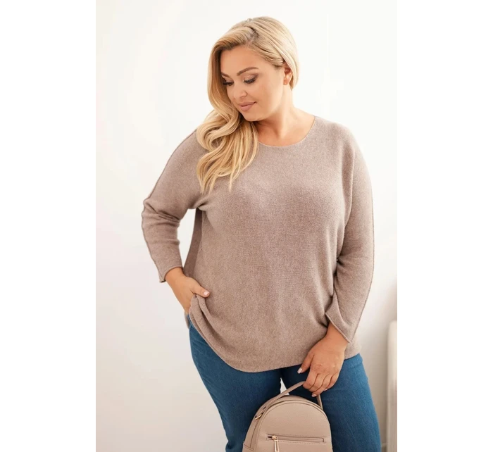 Dámský svetr plus size s lodičkovým výstřihem fango