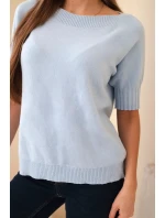 Dámský svetr z viskózy s krátkým rukávem modré