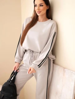 Dámský viskózový komplet v máslovém provedení s lampasy fango