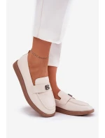 Dámské elegantní mokasíny s ozdobným malým detailem model 21690142 béžové - VINCEZA