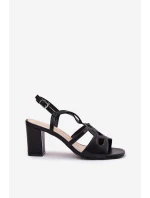 Dámské Sandály Na Podpatku model 21694668 Černé - SERGIO LEONE