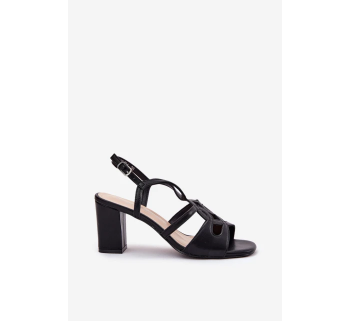 Dámské Sandály Na Podpatku model 21694668 Černé - SERGIO LEONE