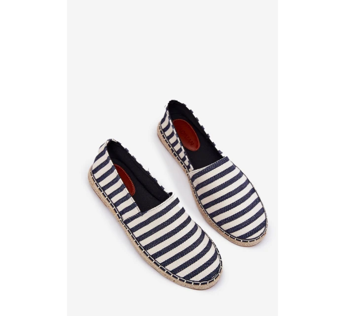 Pánské Espadrilky Z Textilu S Pásky Tmavě Modré Kerenz
