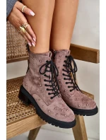 Zdobené Kotníkové Boty Workery Dámské Zateplené D&A Taupe Zdobené Kotníkové Boty Workery Dámské Zateplené D&A Taupe