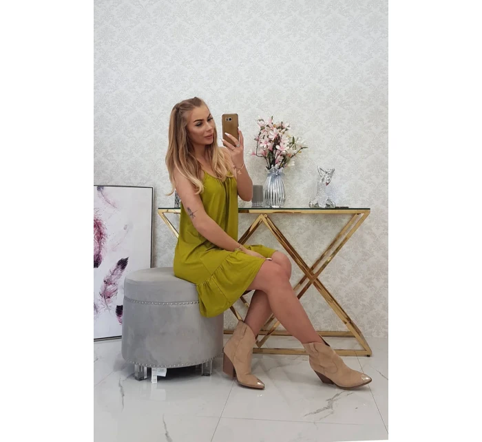 Šaty s tenkými pásky z kiwi