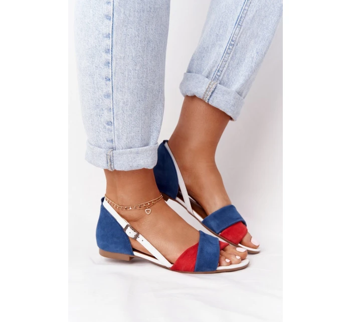 Kožené Sandály Maciejka 04614-17 Tmavě Modré-červené