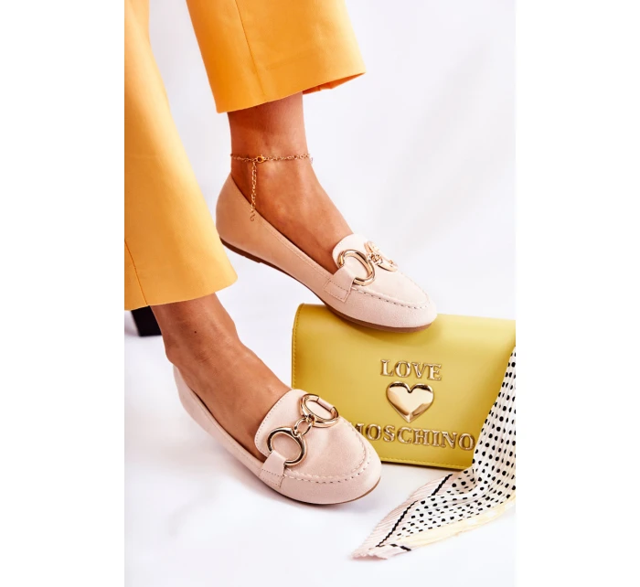 Dámské semišové mokasíny s zdobením béžove model 21589569 - Boto