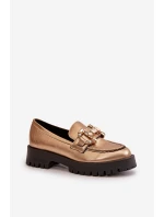 Dámské kožené mokasíny s ozdobou model 21667878 béžové - CheBello