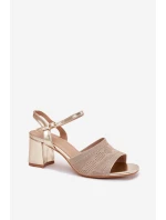 Dámské Sandály Na Podpatku Zlaté model 21702391 - Boto Dámské Sandály Na Podpatku Zlaté model 21702391 - Boto