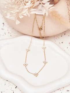 Ženský náhrdelník s květinami z chirurgické oceli zlatý