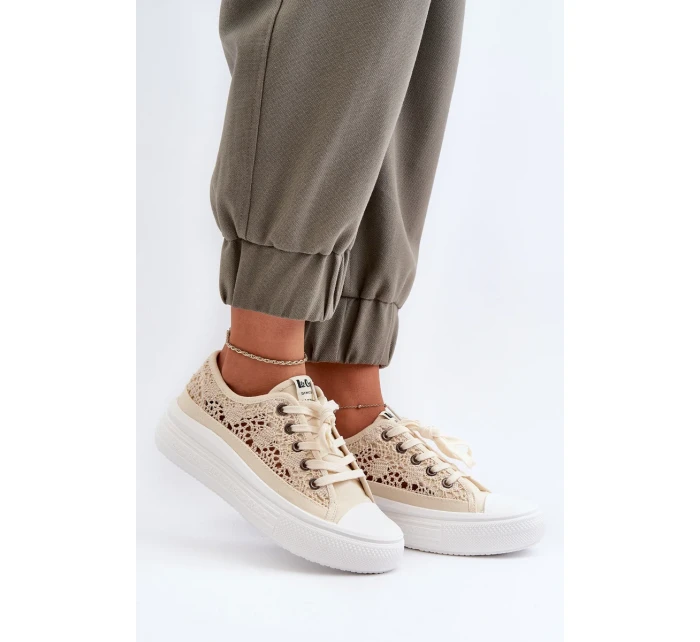 Krajkové dámské tenisky Lee Cooper béžová Krajkové dámské tenisky Lee Cooper béžová