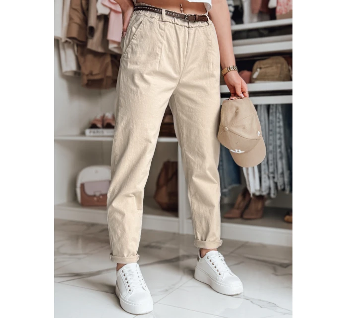 Dámské kalhoty chinos s páskem RELCIX light beige FashionStreet UY2585