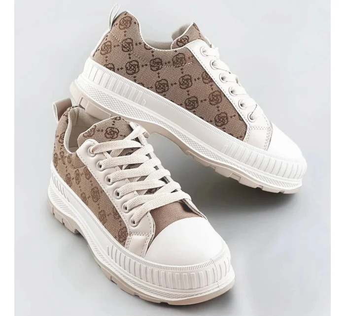 Světle béžové tenisky s vyšší podrážkou model 17229028 Světle béžové tenisky s vyšší podrážkou model 17229028