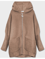Tmavě béžový přehoz přes oblečení ála alpaka s kapucí (B6007-12)