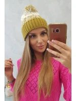 Dámská čepice s bambulí Abigail K326 kiwi+ecru