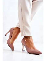 Módní kožené boty na jehlách růžové model 21581493 - S.Barski