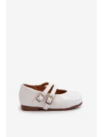 Lakýrované Dětské Baletky S Proužky Bílé Margenis Lakýrované Dětské Baletky S Proužky Bílé Margenis