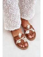 Pantofle S Dekorací Přírodní Kůže Zazoo 3574/Z Camel Pantofle S Dekorací Přírodní Kůže Zazoo 3574/Z Camel