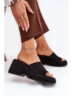 Eko Semišové Pantofle Dámské Na Platformě A Klínu Černé Afisal Eko Semišové Pantofle Dámské Na Platformě A Klínu Černé Afisal