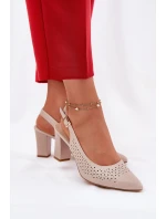 Děrované Sandály S Špičatými Nosy Na Podpatku Béžové Sergio Leone SK163