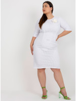 Bílé elegantní šaty velké velikosti s 3/4 rukávy