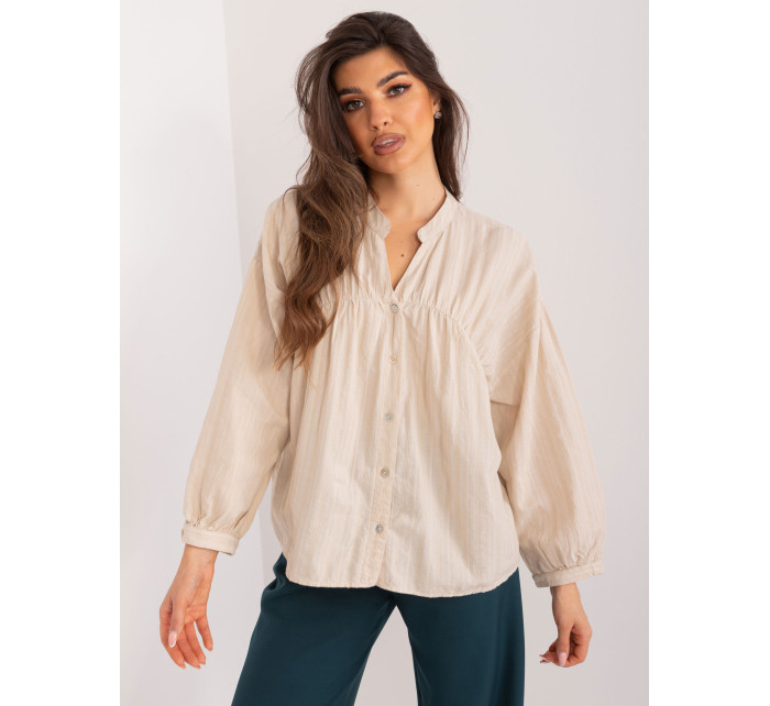 Béžová dámská košile na knoflíky z bavlny