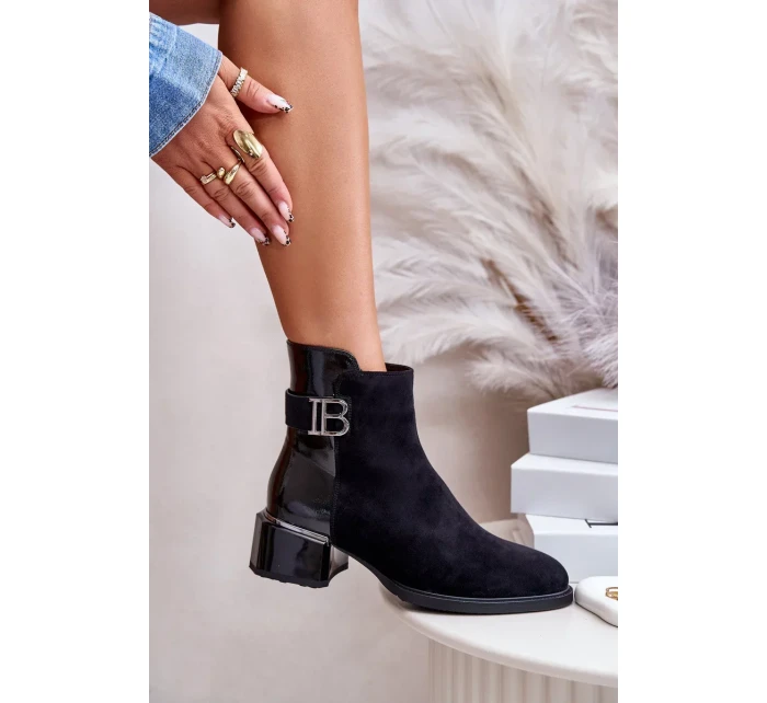 Elegantní kotníkové boty na podpatku zateplené černé Elegantní kotníkové boty na podpatku zateplené černé