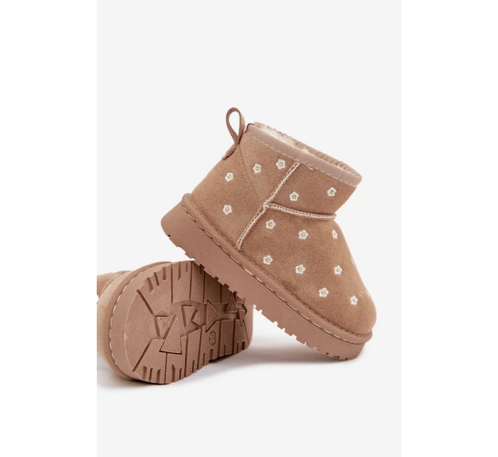 Dětské sněhule zdobené květinami Gracina – béžové Dětské sněhule zdobené květinami Gracina – béžové