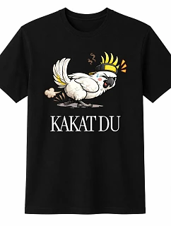 Dámské bavlněné tričko s potiskem - KAKAT DU - černé