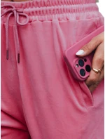 Dámské velurové růžové tepláky FashionStreet UY2839