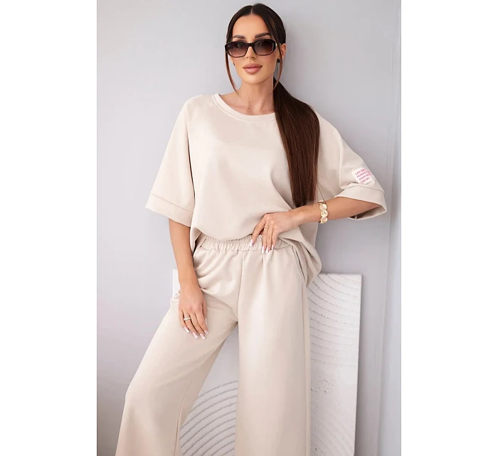 Dámský máslový komplet z viskózy mikina a široké kalhoty světle fialový