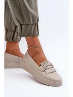 Lehké Dámské Mokasíny Kožené Na Platformě Beige model 21655865 - S.Barski