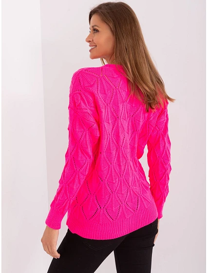Sweter BA SW fluo różowy model 21142000 - FPrice Sweter BA SW fluo różowy model 21142000 - FPrice