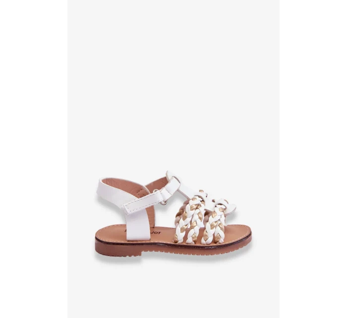 Dětské sandály na suchý zip s pruhy bile Sammy