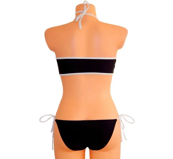 Dámské plavky dvoudílné sexy bikiny SULTRY polstrované košíčky zdobené bílými lemy černé - Černá - OEM Dámské plavky dvoudílné sexy bikiny SULTRY polstrované košíčky zdobené bílými lemy černé - Černá - OEM