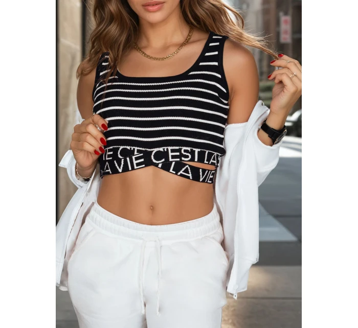 Dámský pruhovaný top LA  black Dstreet model 21971860 - FashionStreet