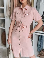 LOVE ME MIDI midi košilové šaty růžové FashionStreet EY2593
