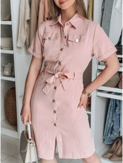 LOVE ME MIDI midi košilové šaty růžové FashionStreet EY2593