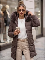 Dámská zimní prošívaná bunda s kapucí, fialová, FashionStreet TY5822