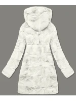 Bílá dámská bunda-kožíšek s kapucí (br9741-26)